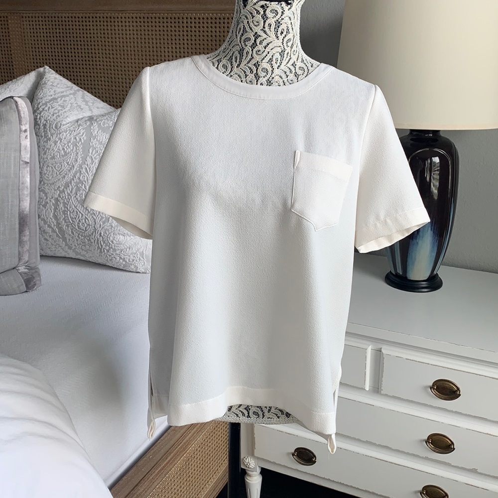 Madewell White Short-Sleeve Textured Pocket Top